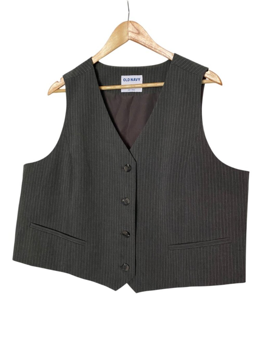 Old Navy Gray Pinstripe Button Front Vest - Women's Size XL - Career Office Chic
